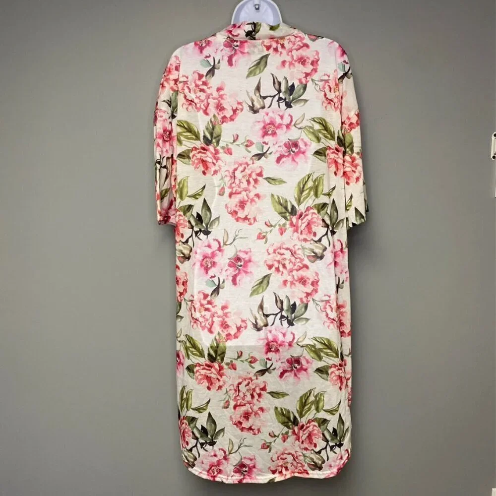 Show Me Your Mumu Womens Robe Size OS Brie White/Pink Floral (Missing‎ Belt)